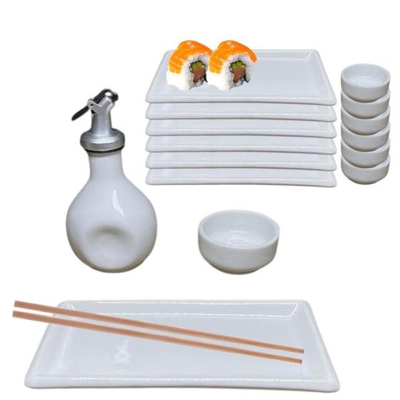 Imagem de Kit Oriental Branco para Sushi 4 Pessoas Completo e Pratico