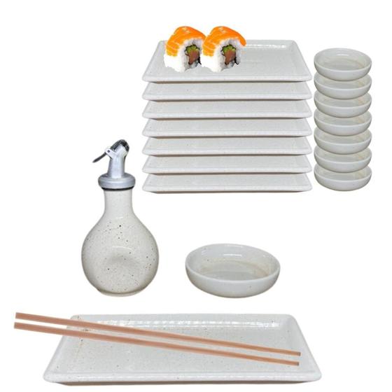 Imagem de Kit Oriental Creme Sushi em casa 2 Pessoas Molheira 110ml