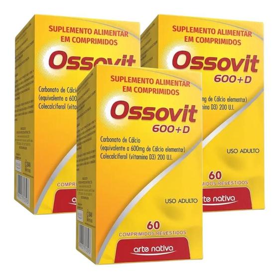 Imagem de Kit Ossovit 600 + D Com 3 Caixas De 60 Comprimidos Cada