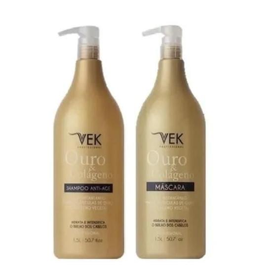 Imagem de Kit Ouro E Colágeno Profissional Shampoo + Máscara 1,5L Vek