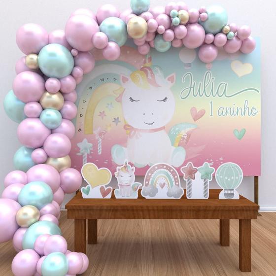 Imagem de Kit Ouro Personalizado Festa Aniversário  Unicórnio Aquarela  -IMPAKTO VISUAL