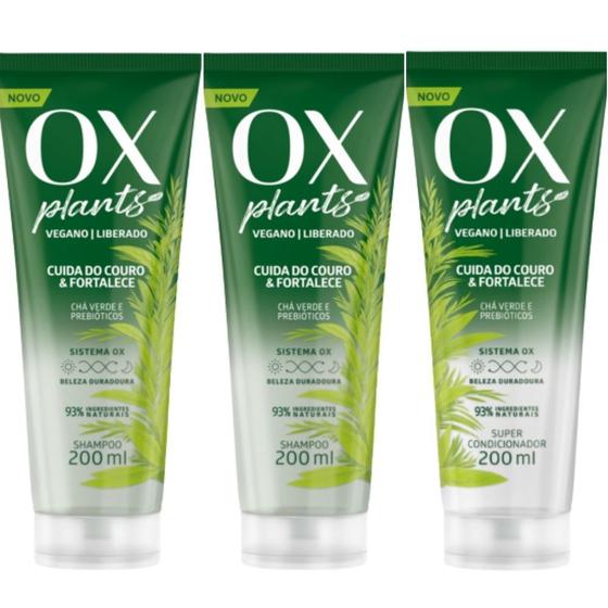 Kit Ox Plants Cuida Do Couro E Fortalece 2 Shampoo 200ml + Cond. 200ml