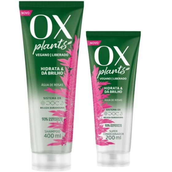 Kit Ox Plants Hidrata E Dá Brilho Shampoo 400ml + Cond. 200ml Kit