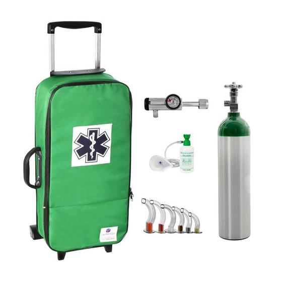 Imagem de Kit Oxigênio 3L Bolsa Verde com Rodinhas Sem Carga Válvula Click