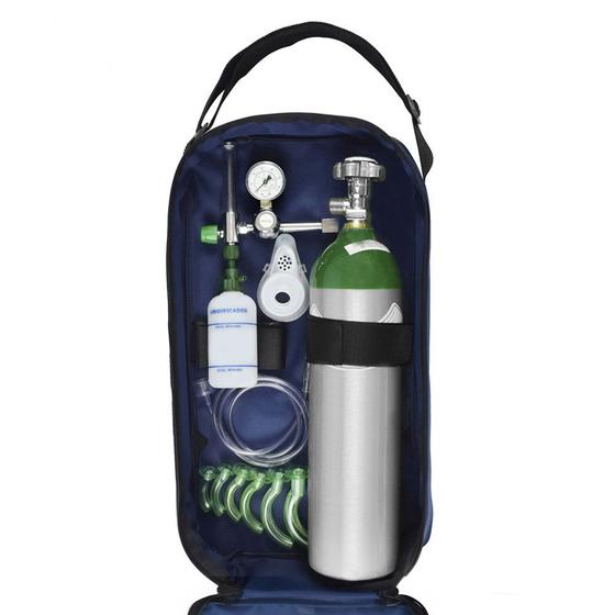 Kit Oxigênio Portátil 3 Litros Alumínio com Bolsa Marinho Sem Carga Menor preço em Kit Oxigênio Portátil 3 Litros Alumínio com Bolsa Marinho Sem Carga