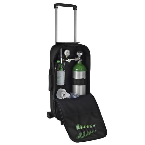 Kit Oxigênio Portátil 3 Litros Bolsa Preta com Rodinhas Sem Carga Menor preço em Kit Oxigênio Portátil 3 Litros Bolsa Preta com Rodinhas Sem Carga