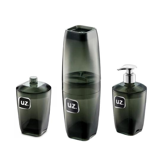 Imagem de Kit P/ Banheiro Porta Escova Pasta de Dentes Dispenser Sabonete e Algodão Luxo Banheiro UZ