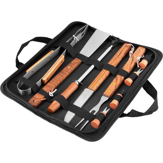 Imagem de Kit p/ Churrasco em Aço Inox Com 10 pçs VONDER