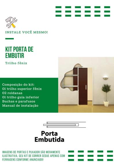 Kit p/ Porta Correr Embutir 28x35 Fenix 2,00m Natural - FN-202 - KTN2.2 Menor preço em Kit p/ Porta Correr Embutir 28x35 Fenix 2,00m Natural - FN-202 - KTN2.2
