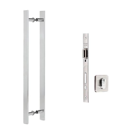 Kit P/ Porta Pivotante Puxador Reto + Fechadura Rolete Menor preço em Kit P/ Porta Pivotante Puxador Reto + Fechadura Rolete