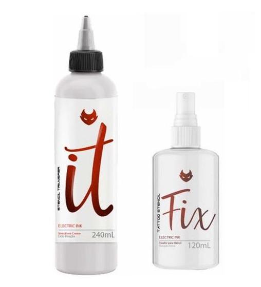 Imagem de Kit p/ Tatuagem Transfer It 240ml + Stencil Tattoo Fix 120ml Electric Ink