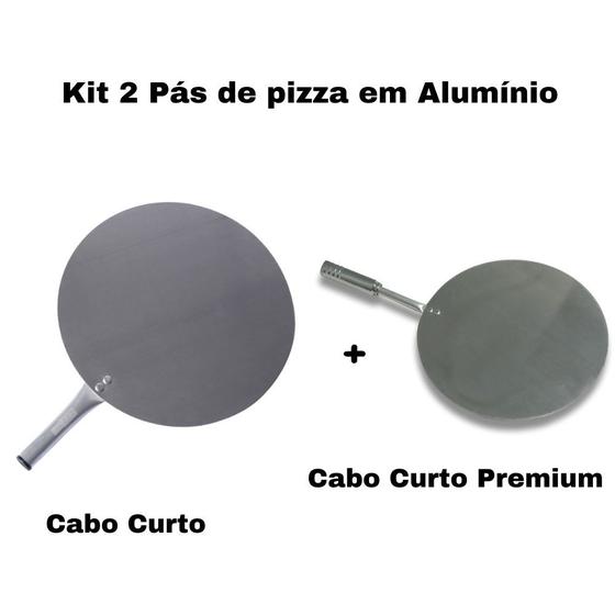Imagem de Kit Pá De Pizza Cabo Curto + Pá Cabo Curto Premium Alumínio