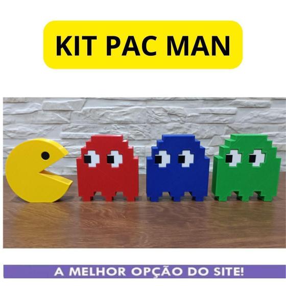 Imagem de Kit Pac-Man Decorativo 4 Peças Feita Em 3D Presente Criativo