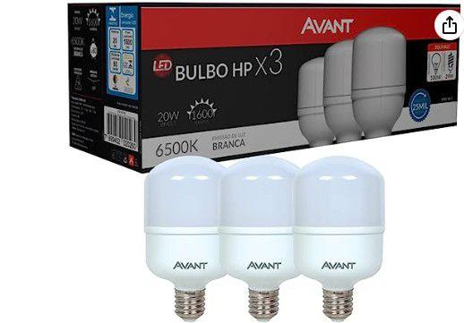 Imagem de Kit pack com 3 lampadas led 20w avant bulbo econômica para casa loja 6500k bivolt