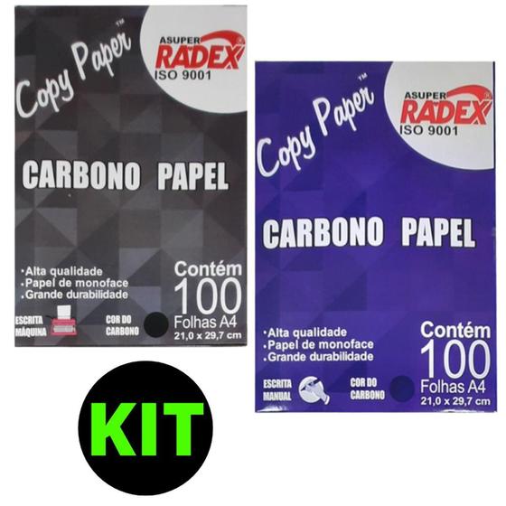 Imagem de Kit Pacote Papel Carbono Preto / Pacote Papel Carbono Azul A4 - Radex