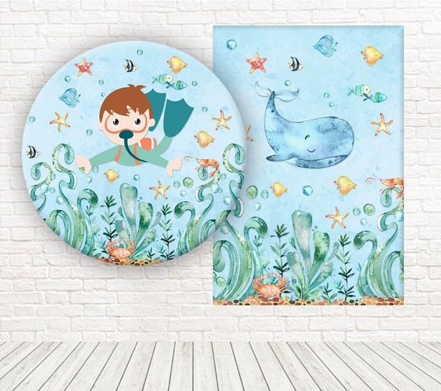 Kit Painéis Casadinho Tecido Sublimado 3D Fundo do Mar WPC-175 - Wear