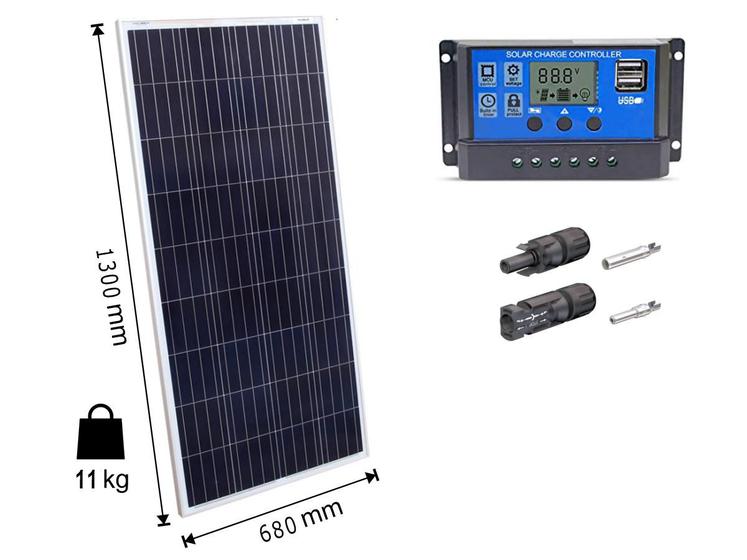 Imagem de Kit Painel Placa Energia Solar 155w Controlador 30a E Mc4