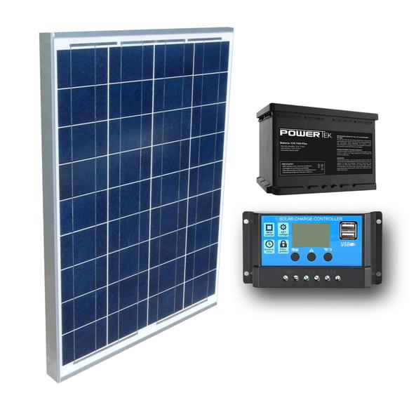 Imagem de Kit Painel Placa Solar 10w + Controlador + Bateria - Para Carregar Celular