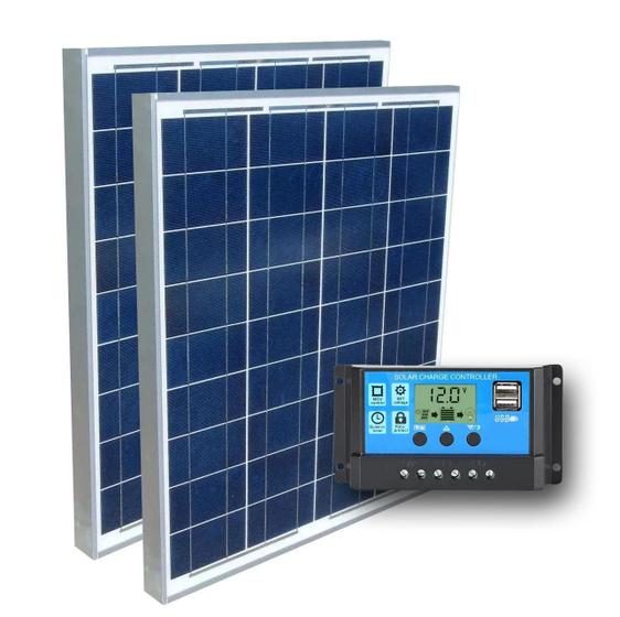 Imagem de Kit Painel Placa Solar Para Caminhão Carrega Bateria 24V 12V