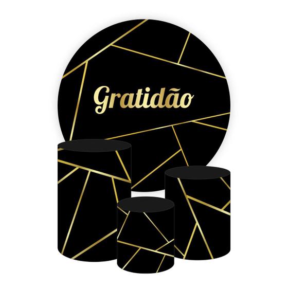 Kit Painel Redondo + Capas Cilindro de Festa Gratidão Menor preço em Kit Painel Redondo + Capas Cilindro de Festa Gratidão