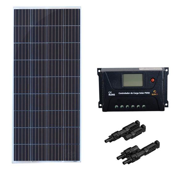 Imagem de Kit Painel Solar 150w Com Controlador 20A Sun21 e MC4y