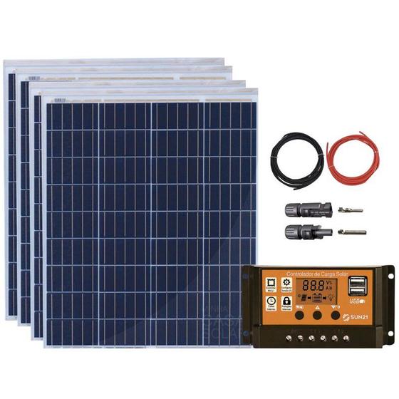 Imagem de Kit Painel Solar 80w Resun 24V Controlador Azulzinho 30A