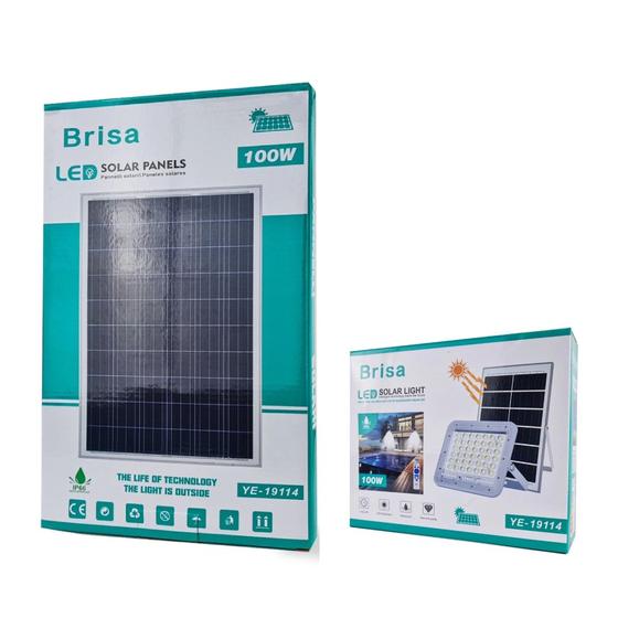 Imagem de Kit Painel Solar Com Refletor Luz Led Solar 100w Com Controle