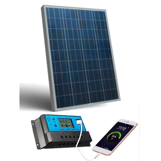 Imagem de Kit Painel Solar Controlador Fotovoltaico 60w Watts