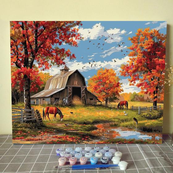 Imagem de Kit Paint by Numbers Tucocoo Autumn Farm Scenery 40x50cm