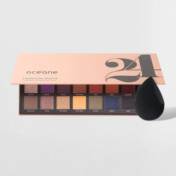 Imagem de Kit Paleta de Sombras 24 Cores + Esponja de Maquiagem Flat Drop Edition (2 Produtos)