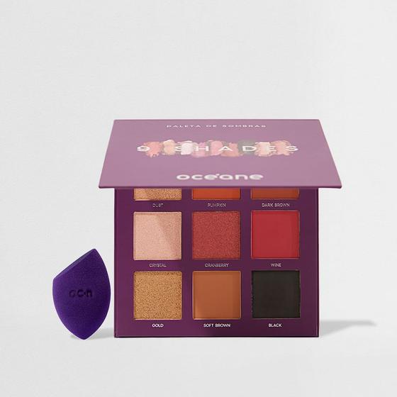 Imagem de Kit Paleta de Sombras 9 Shades + Flat Blend Roxa Océane Purple (2 Produtos)