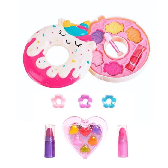 Imagem de Kit Paleta de Sombras C/ Gloss E Batom - Donut - Make Up Teen Maquiagem Infantil - Fenzza