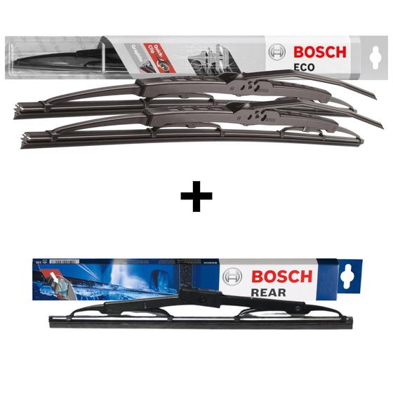 Kit Palheta Limpador de Parabrisa Bosch Dianteira Traseira Menor preço em Kit Palheta Limpador de Parabrisa Bosch Dianteira Traseira