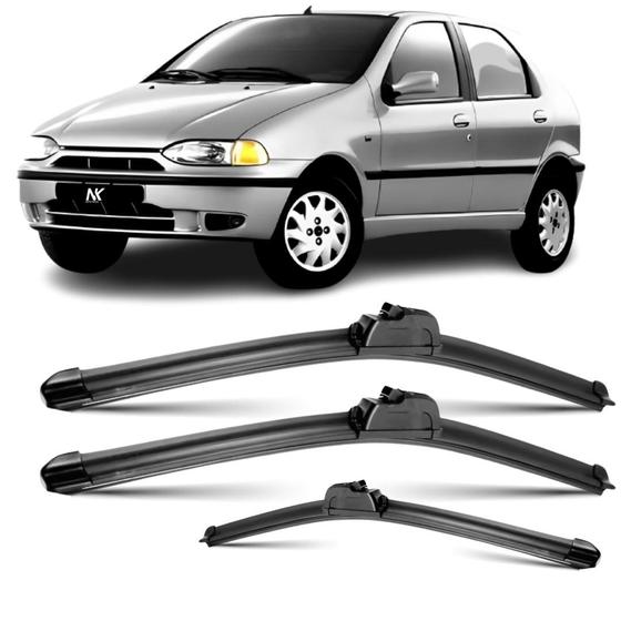 Imagem de  Kit Palheta Limpador Parabrisa Dianteiro + Traseiro Fiat Palio G1 96 á 2000