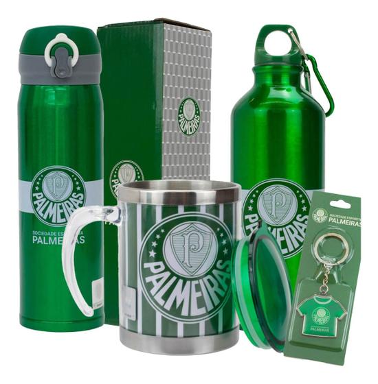 Imagem de Kit Palmeiras 2 Garrafas + Caneca Termica Chaveiro De Metal