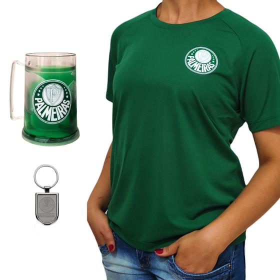 Imagem de Kit Palmeiras Oficial - Camisa Spirit Verde + Caneca + Chaveiro - Feminino