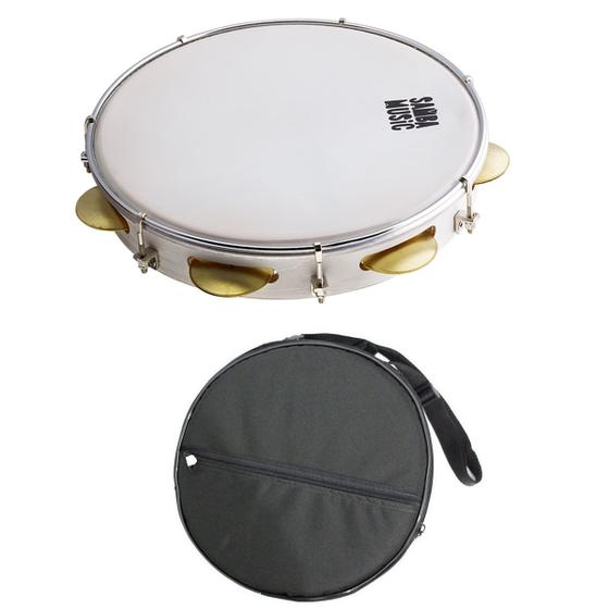 Imagem de Kit pandeiro phx 10'' branco pd10 + capa luxo