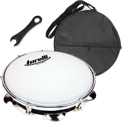Imagem de Kit Pandeiro Torelli Pele Nylon 10 Pol Tp309bc C/ Capa Chave