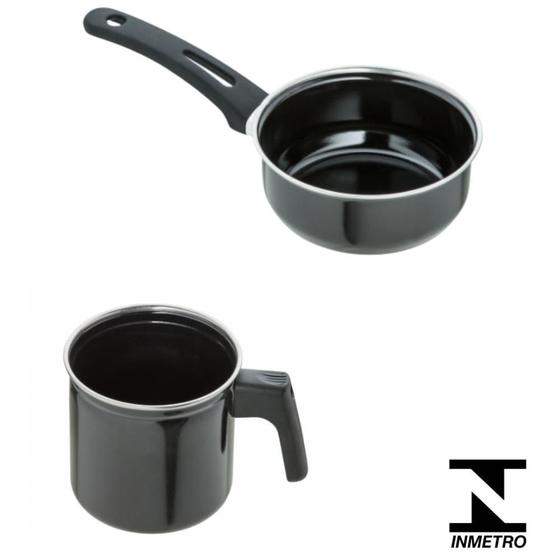 Imagem de Kit Panela e Caneca Esmaltada 400ml/750ml - Aço Carbono