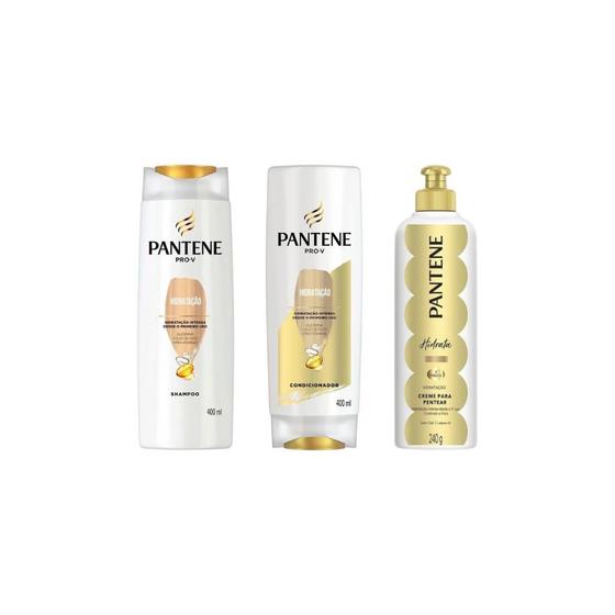 Imagem de Kit Pantene Hidratação Shampoo+Cond+Creme Pentear - 3 Itens