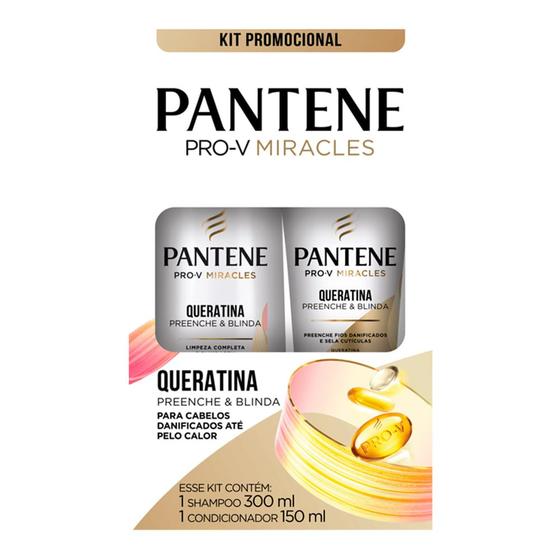 Imagem de Kit Pantene Shampoo 300ml + Condicionador 150ml Queratina