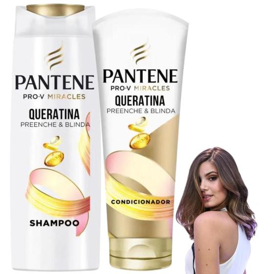 Imagem de Kit Pantene Shampoo Condicionador Pro-V Queratina Miracles Milagroso Tratamento Intensivo Umectante Cronograma Capilar