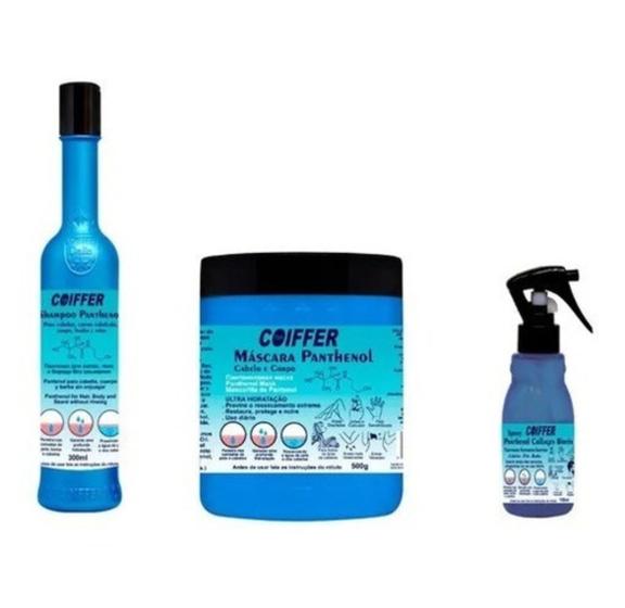 Imagem de Kit Panthenol Tratamento e Hidratação Cabelo, Corpo e Barba Coiffer 3und