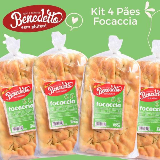 Imagem de Kit pão focaccia sem glúten sem leite benedetto - kit com 04
