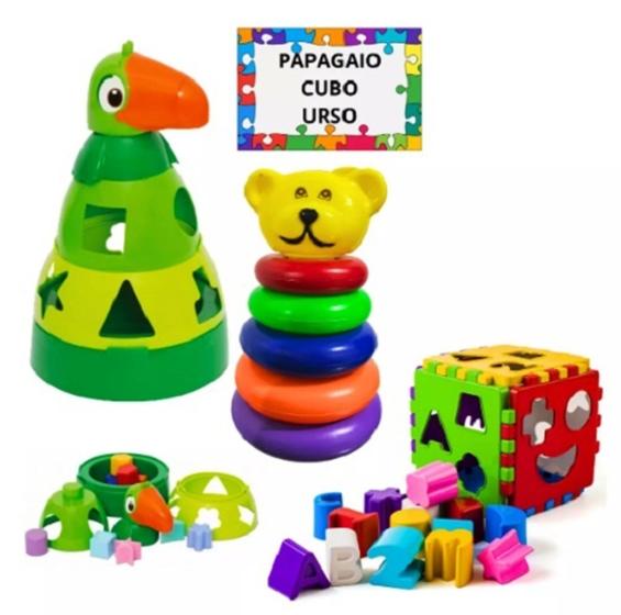 Imagem de Kit Papagaio Urso Cubo - 3 em 1 - pronta entrega