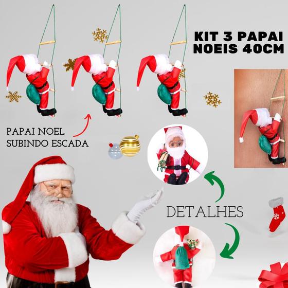 Imagem de Kit Papai Noel Pendurar Subindo Escada Enfeite