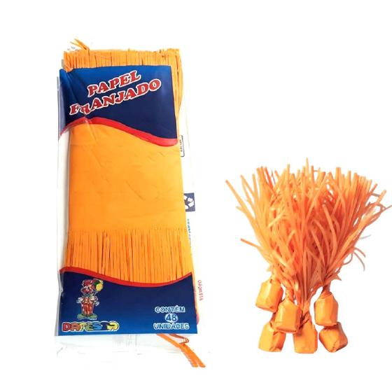Imagem de Kit Papel de Bala Seda com 2 Franjas Laranja c/48un p/ Balas