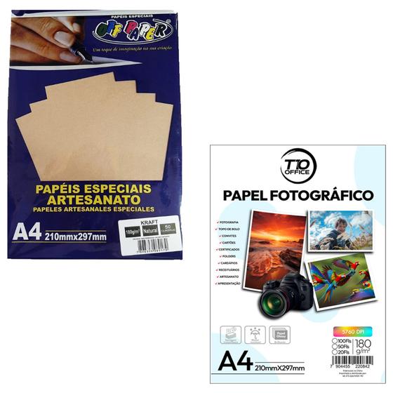 Imagem de Kit Papel Fotográfico Mais Papel Kraft Pardo