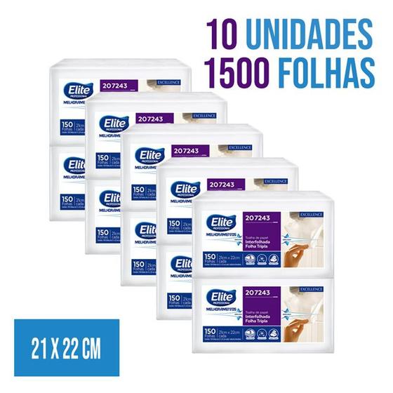 Imagem de Kit Papel Toalha Interfolhado Excellence Folha Quadrupla c/ 10 unidades Melhoramentos