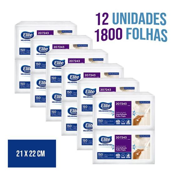 Imagem de Kit Papel Toalha Interfolhado Folha Tripla com 12 unidades Melhoramentos